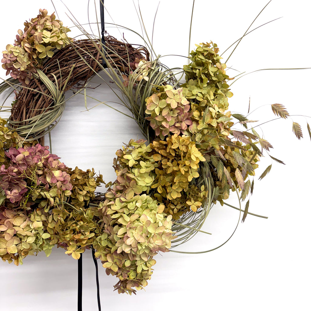Autumn Dried Floral Wreath - Olive & Oat