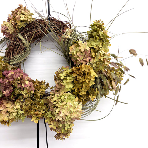 Autumn Dried Floral Wreath - Olive & Oat