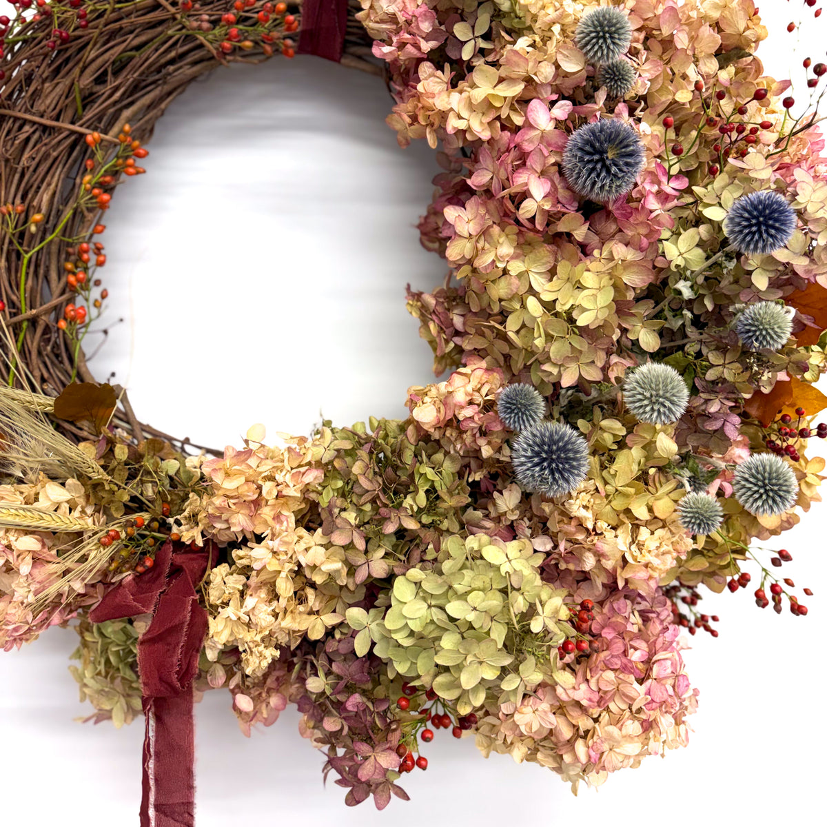 Autumn Dried Floral Wreath - Rosehip & Rust