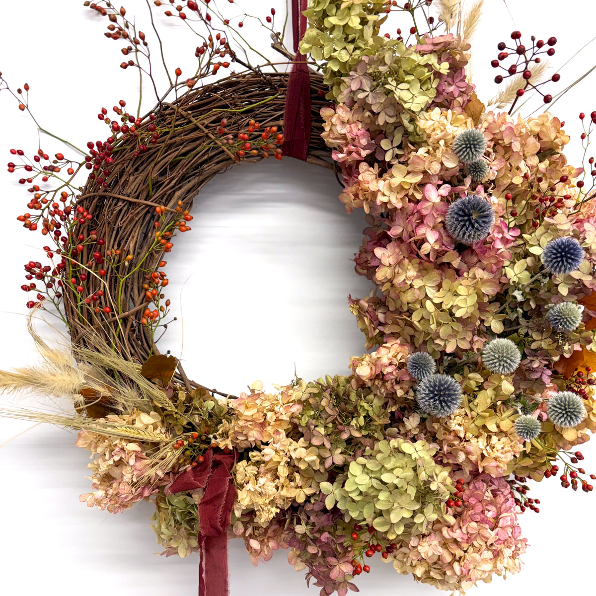 Autumn Dried Floral Wreath - Rosehip & Rust