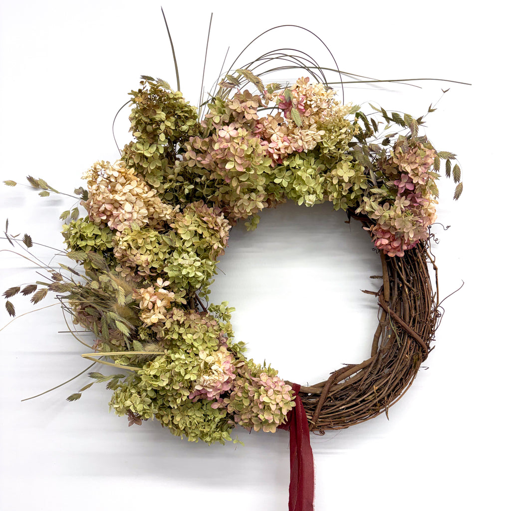 Autumn Dried Floral Wreath - Blush & Bramble