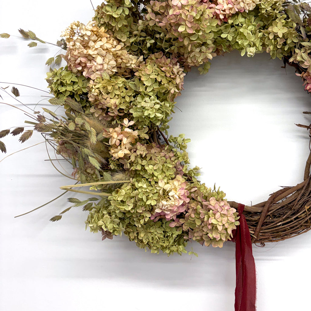 Autumn Dried Floral Wreath - Blush & Bramble