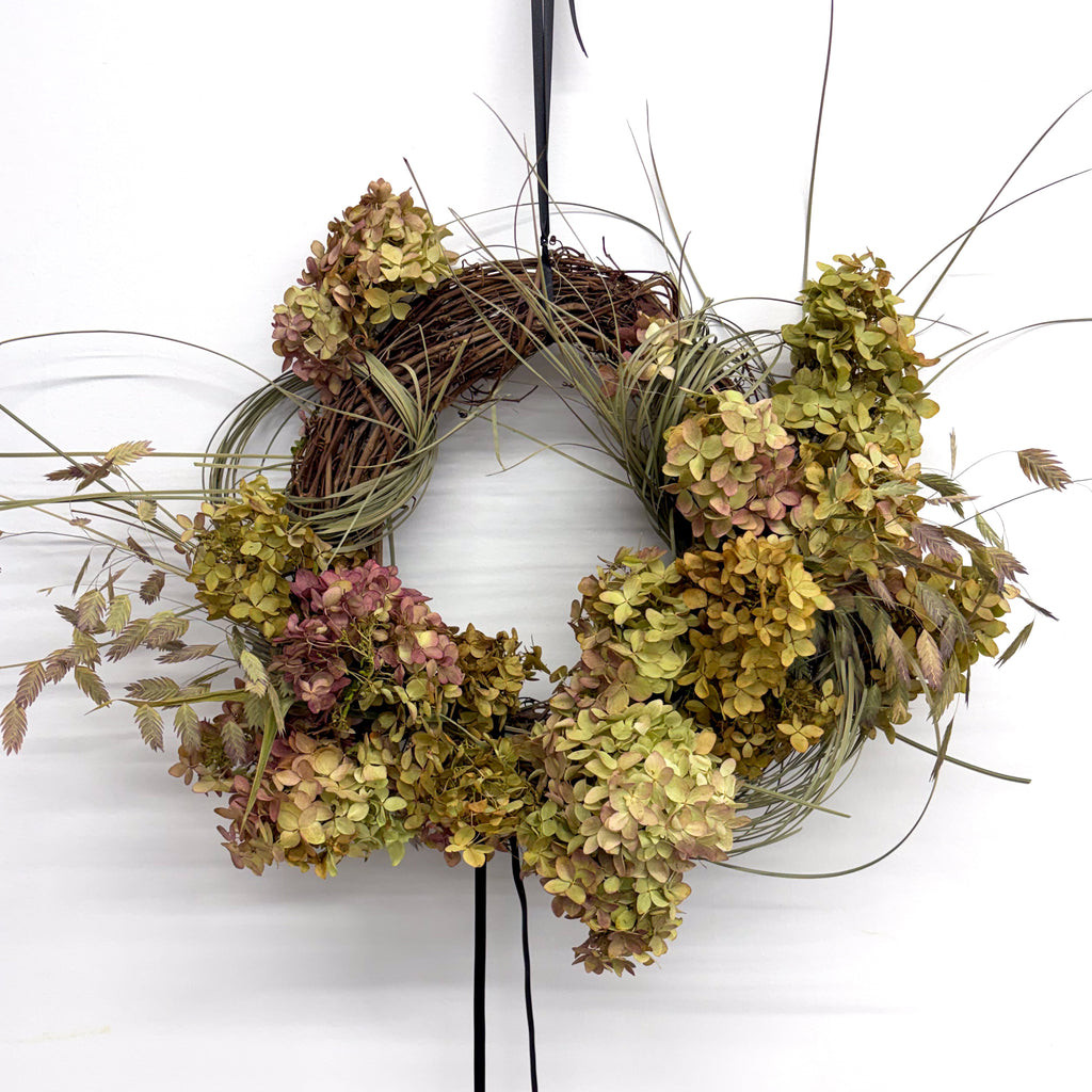 Autumn Dried Floral Wreath - Olive & Oat
